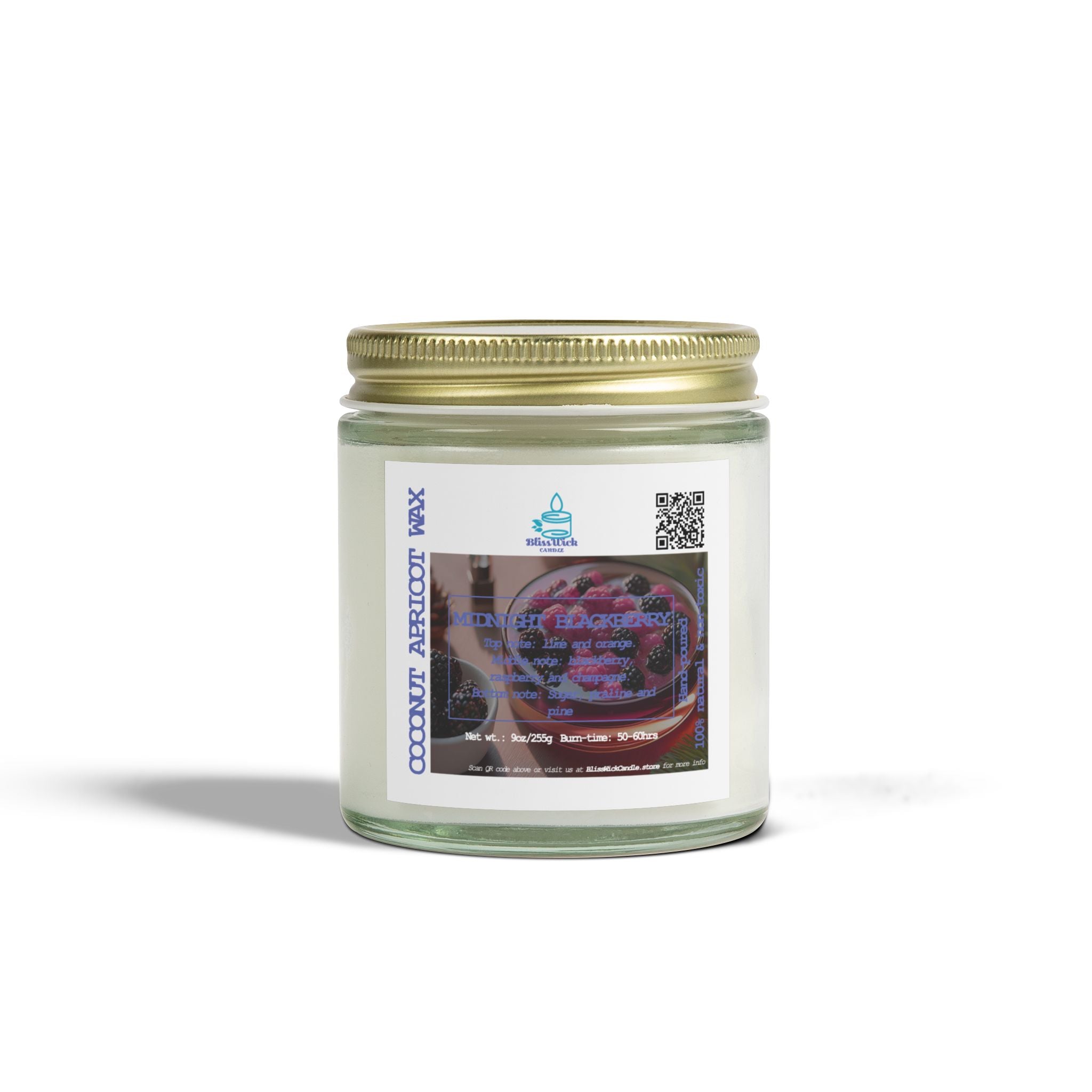 Midnight Blackberry - Scented Coconut Apricot Candle  - 4oz - 2 colors