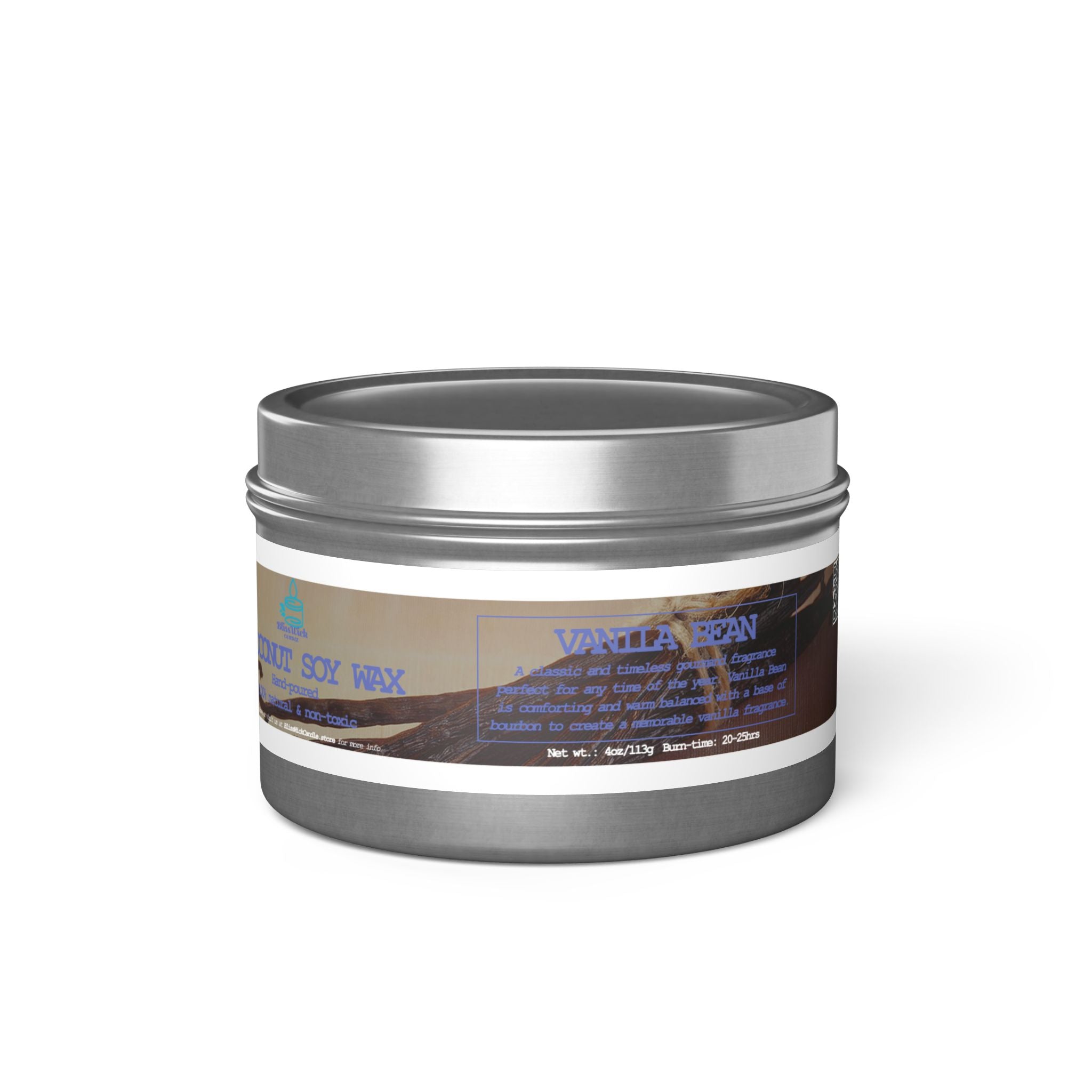 Vanilla Bean - Tin Candle - 4oz - 3 colors