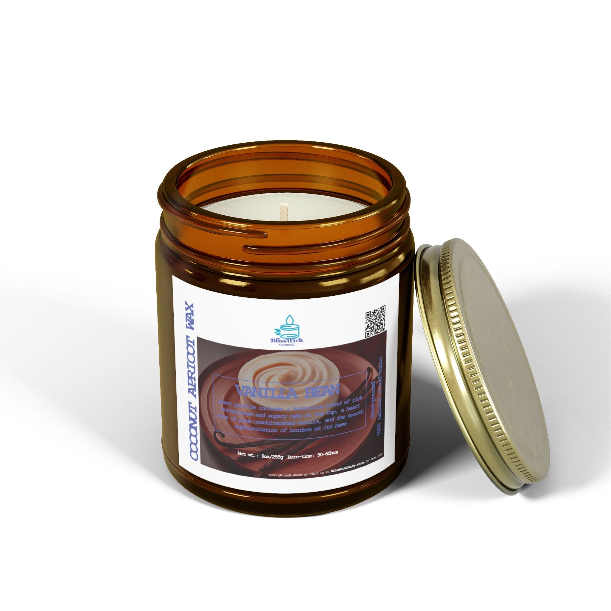 Vanilla Bean - Scented Coconut Apricot Candle – 9oz - 2 colors