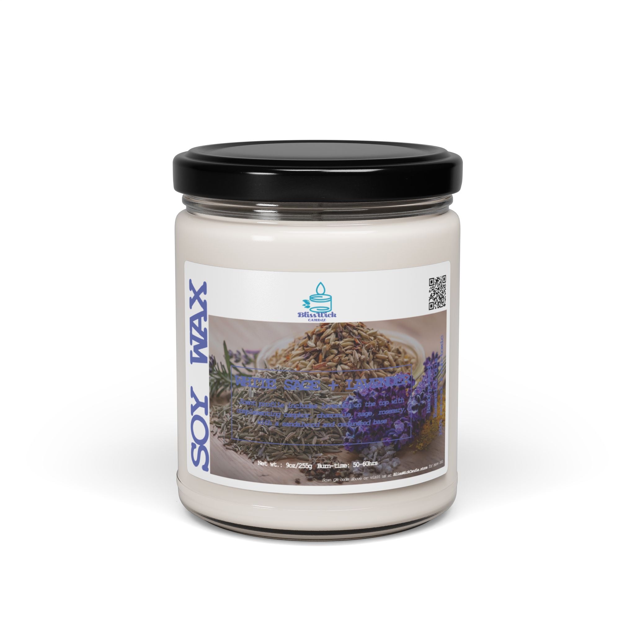 White Sage + Lavender - Scented Soy Candle – 9 oz