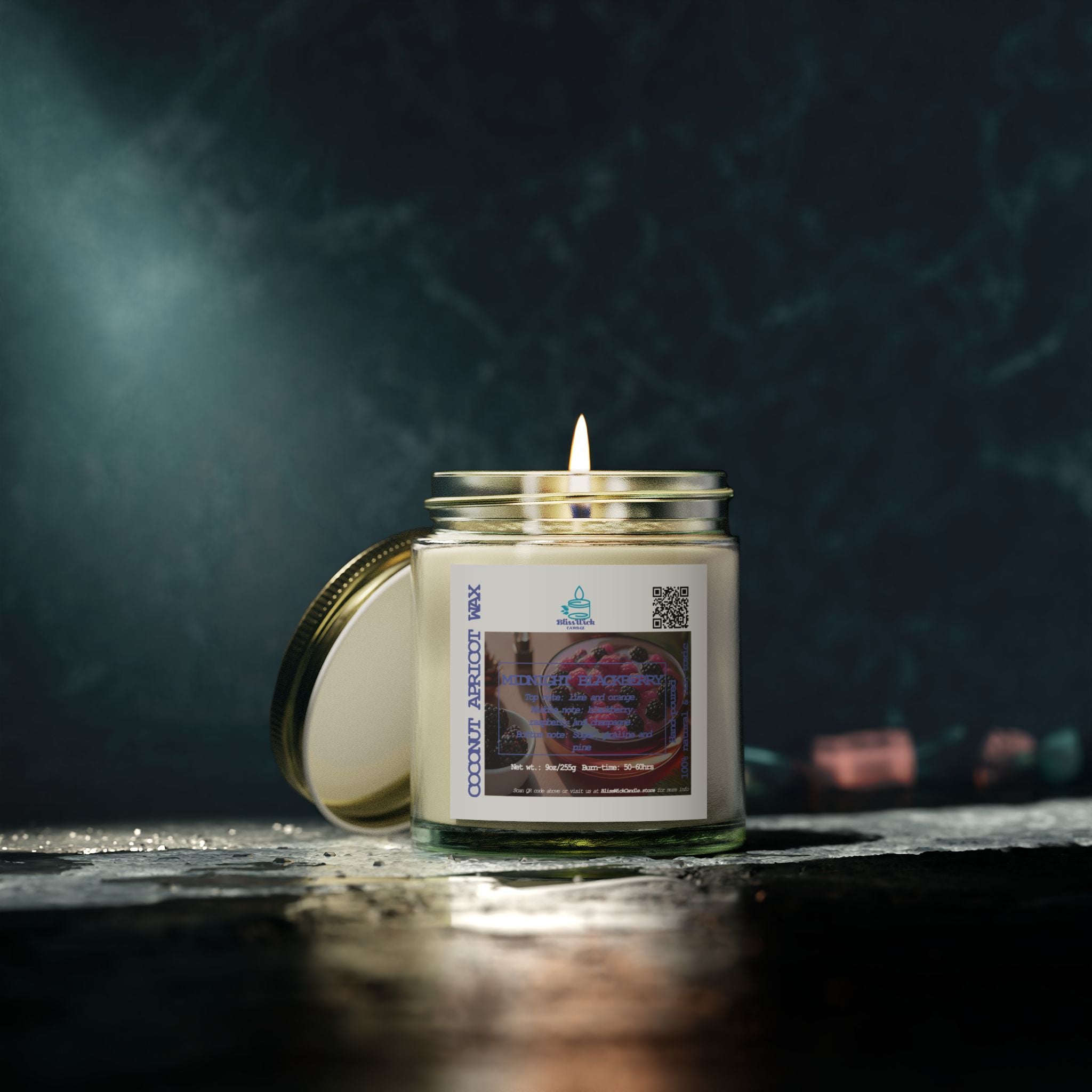 Midnight Blackberry - Scented Coconut Apricot Candle  - 4oz - 2 colors