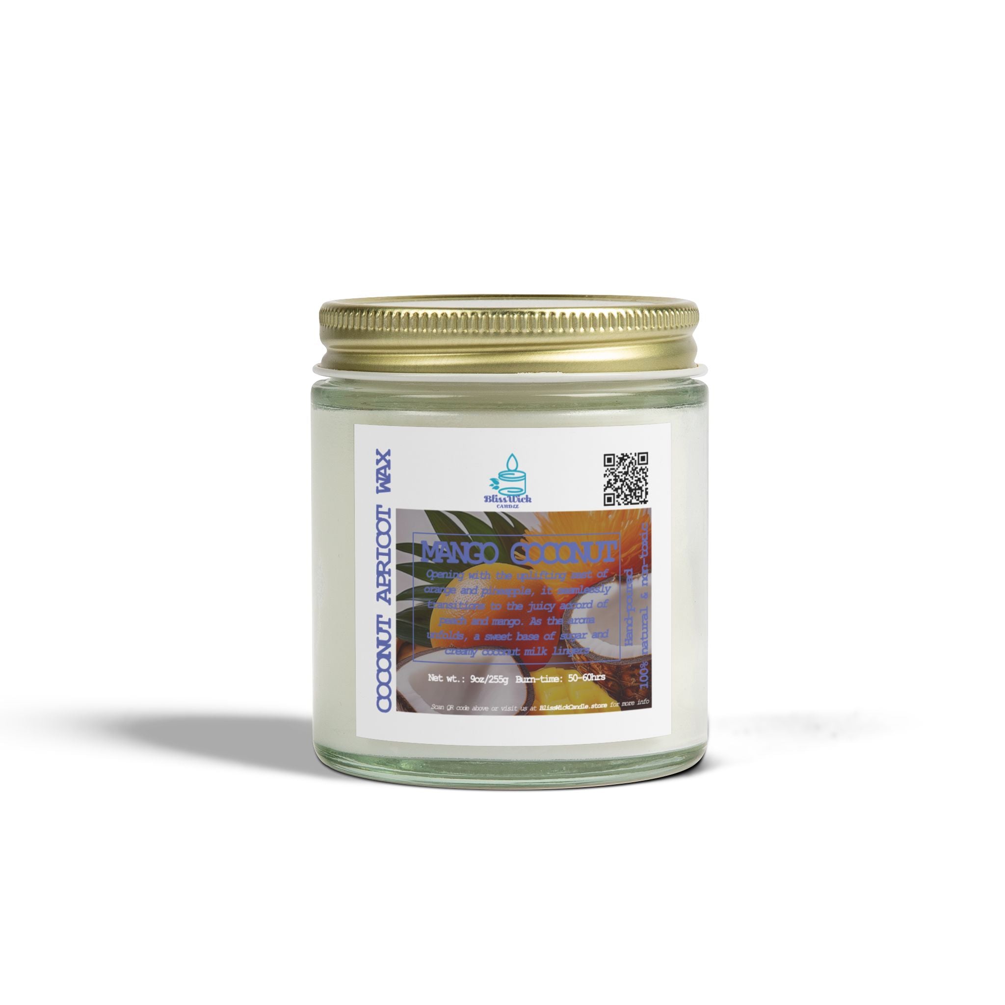 Mango Coconut - Scented Coconut Apricot Candle - 4oz - 2 colors