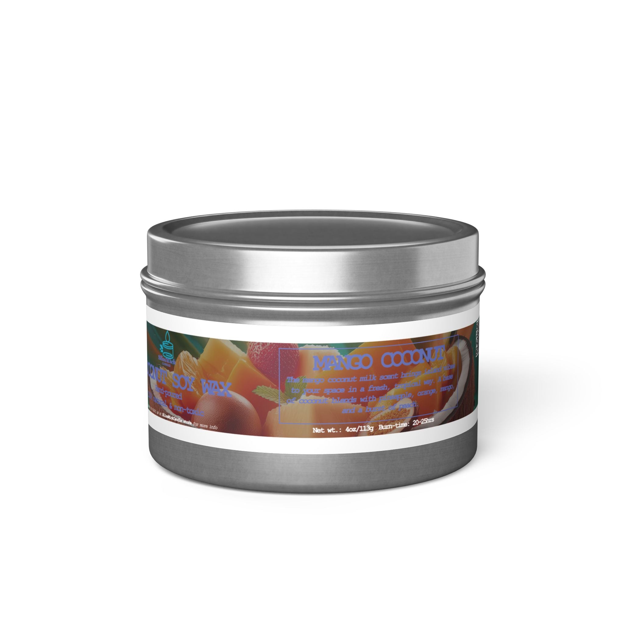 Mango Coconut - Tin Candle - 4oz - 3 colors