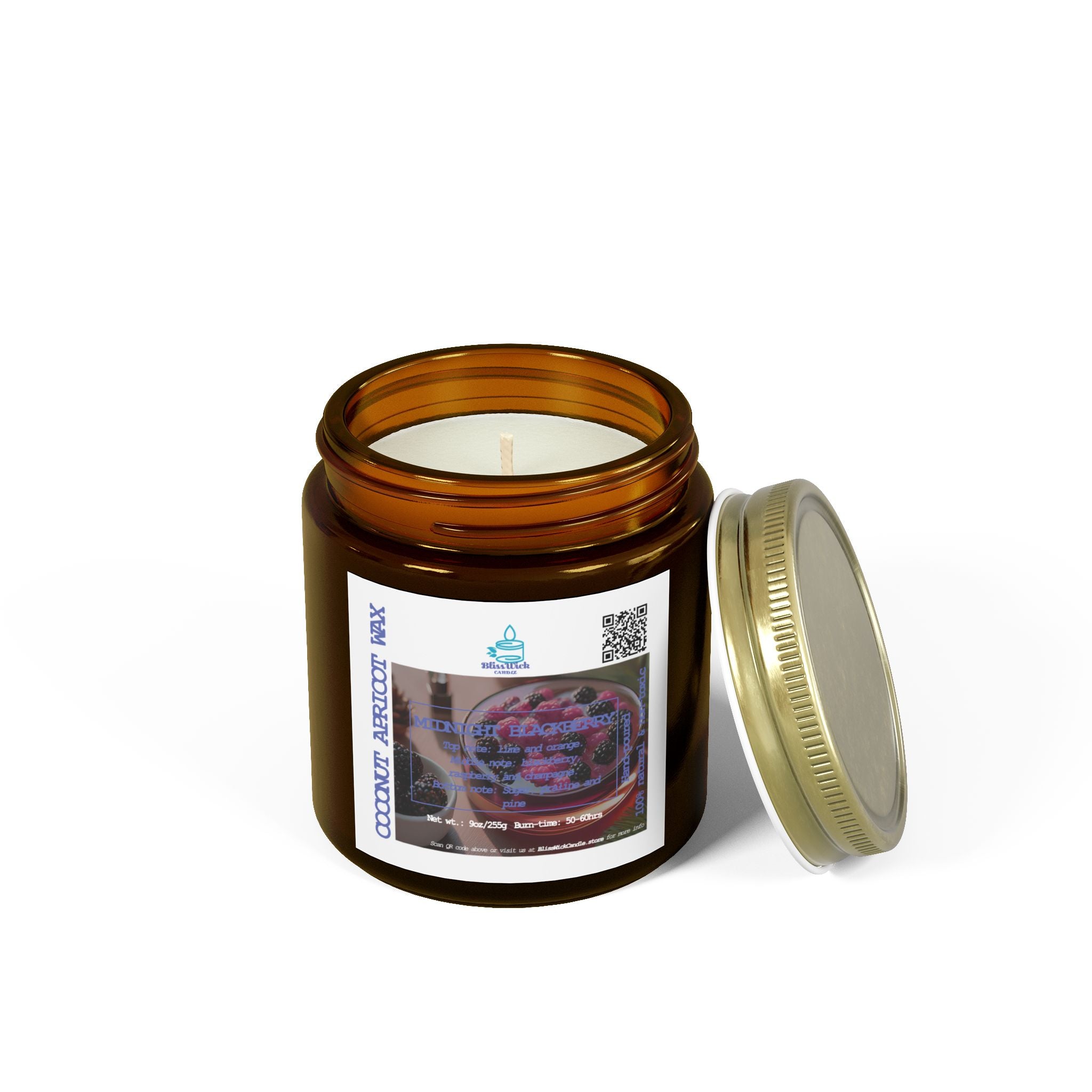 Midnight Blackberry - Scented Coconut Apricot Candle  - 4oz - 2 colors