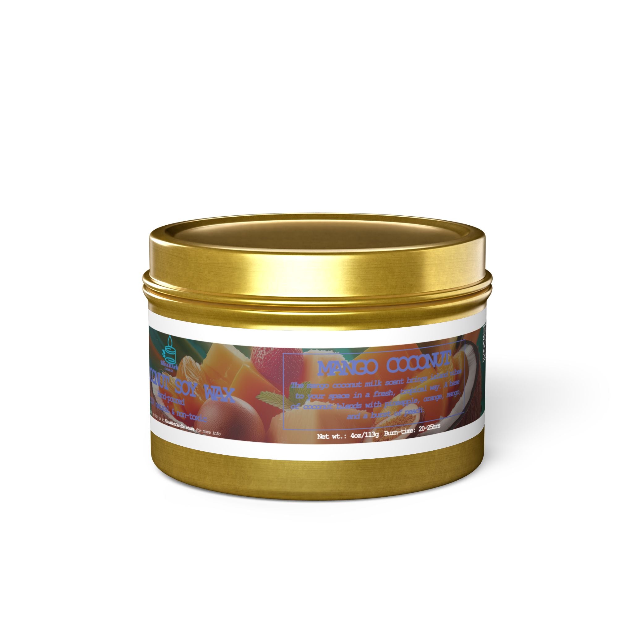 Mango Coconut - Tin Candle - 4oz - 3 colors