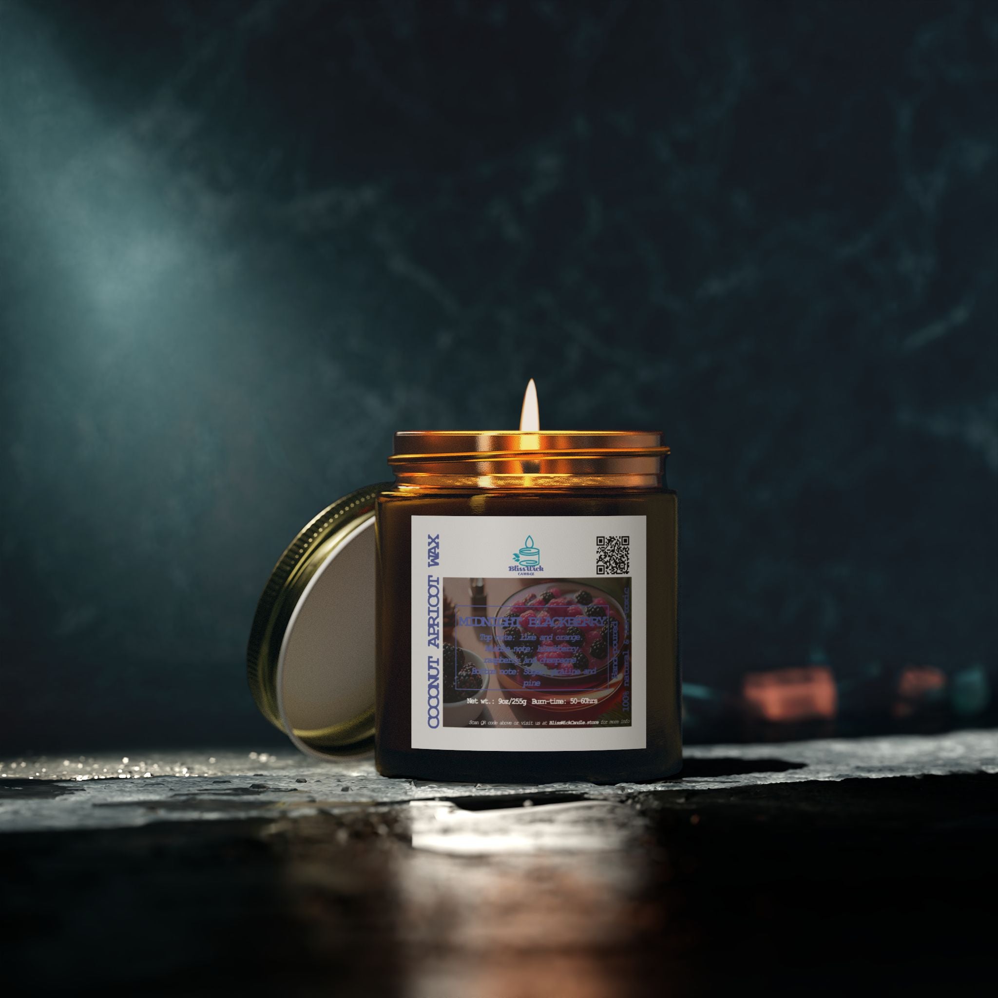 Midnight Blackberry - Scented Coconut Apricot Candle  - 4oz - 2 colors